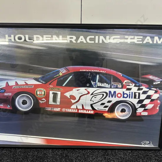 Framed Black Artwork 'Holden Racing Team' H63, W92cm.